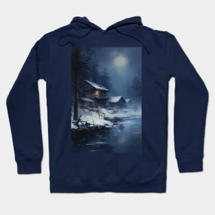 Copy of cozy winter nights - cabin by the lake - 3 Hoodie